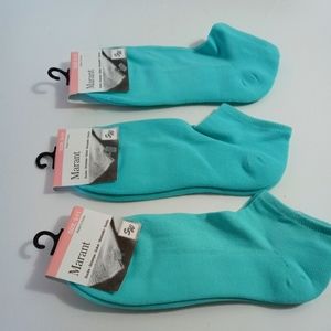 🏖 Marant 3 Pr Women's Teal No Show Socks Sz 9-11 NWT